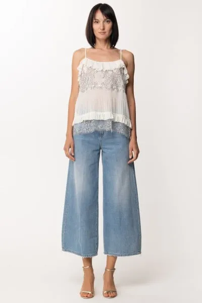 Top plissettato con pizzo e rouches NEVE