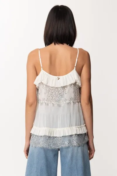 Top plissettato con pizzo e rouches NEVE