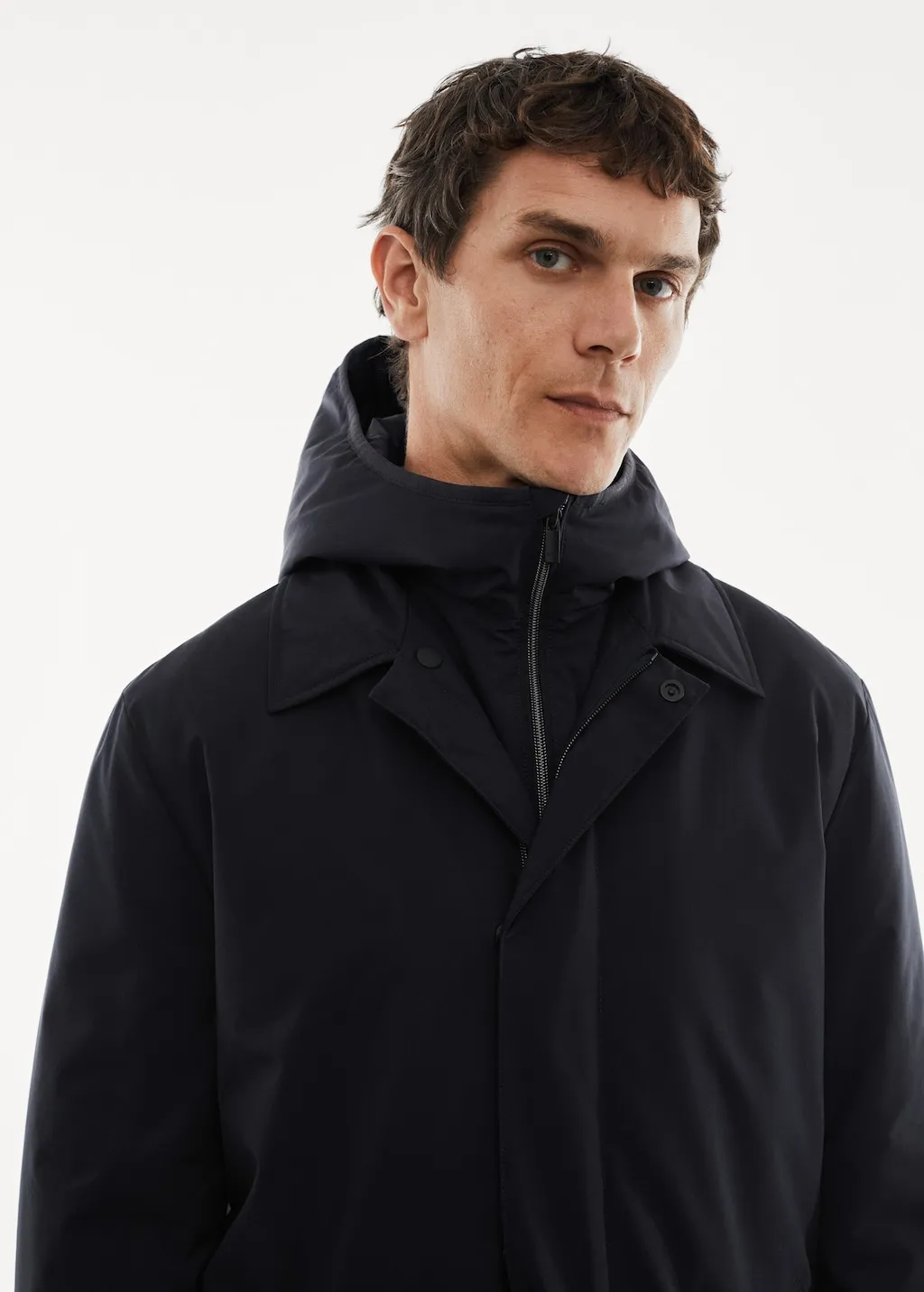 Trench cappuccio water-repellent