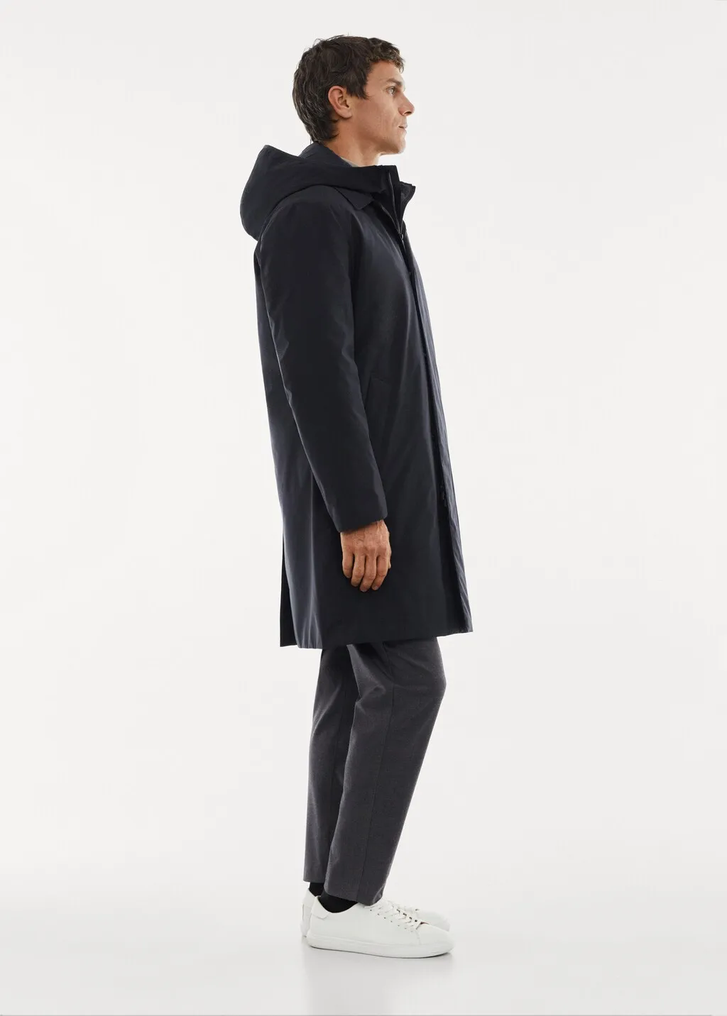 Trench cappuccio water-repellent