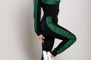 Tuta con stampa leopardata Segovia, verde