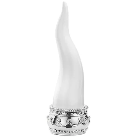 VALENTI Corno bianco in resina con base argento Valenti